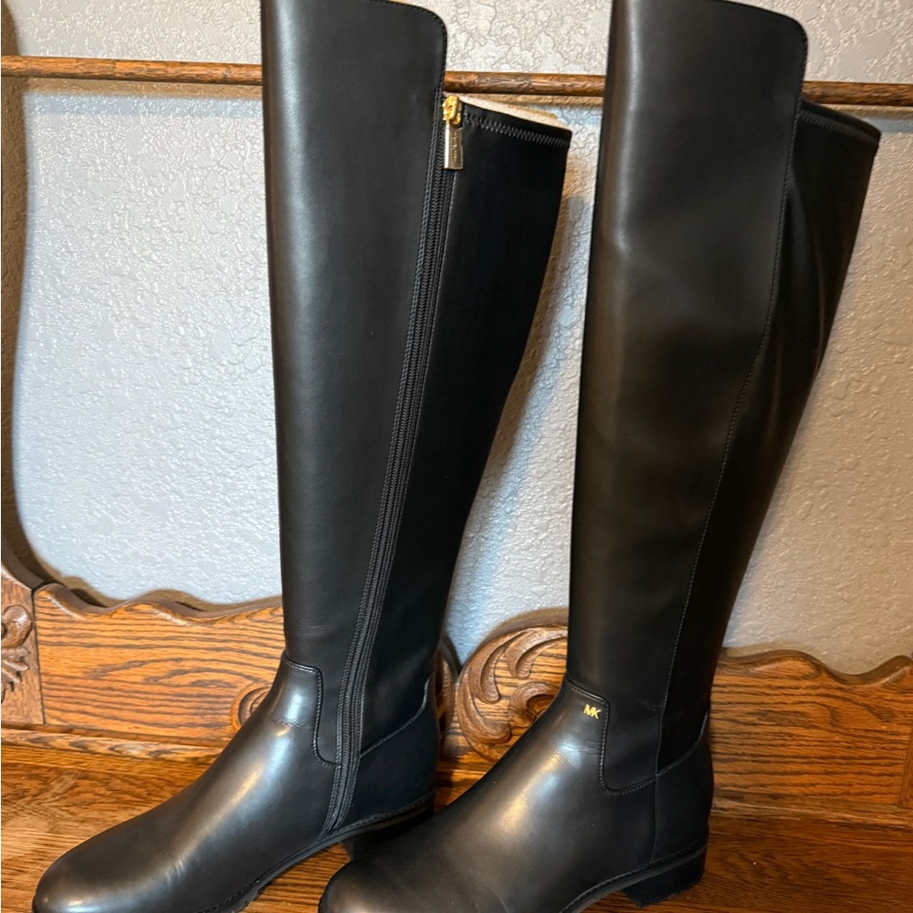 Black Leather Knee-High Boots